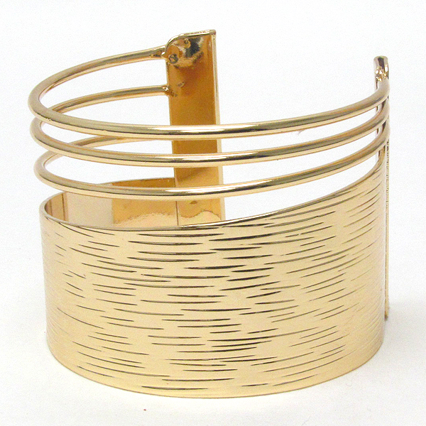 Textured metal and wire mix bangle bracelet