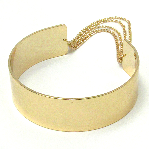 Plain metal bangle and chain link bracelet