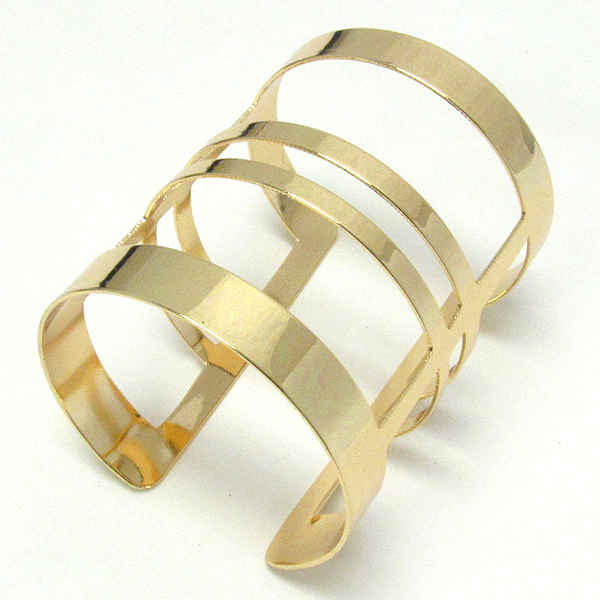 Architectural design wide metal bangle bracelet