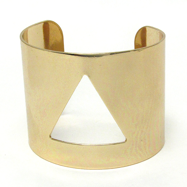 Plain metal bangle and triangle cut bracelet