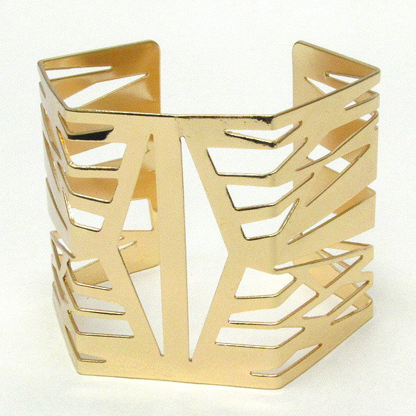 Architectural design cut and angled metal bangle bracelet