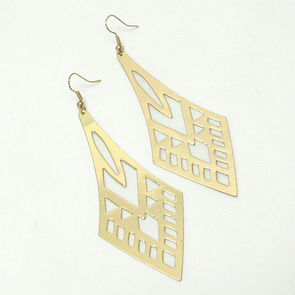 Multi shape cut navajo pattern metal earring -western