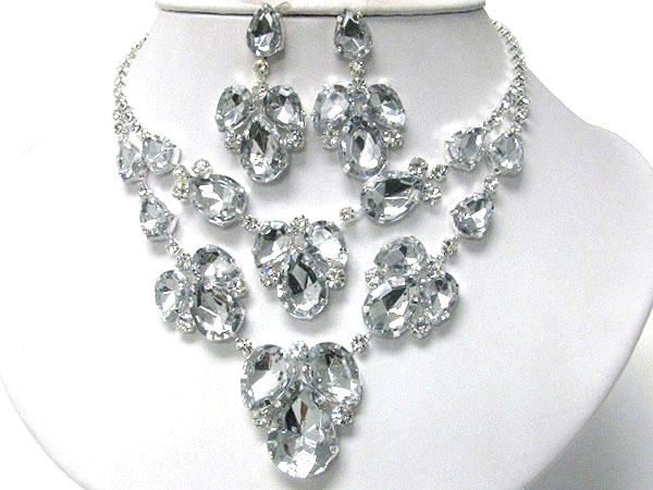 Glass stone party necklace earring set