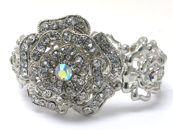 Crystal studlarge flower stretch bracelet