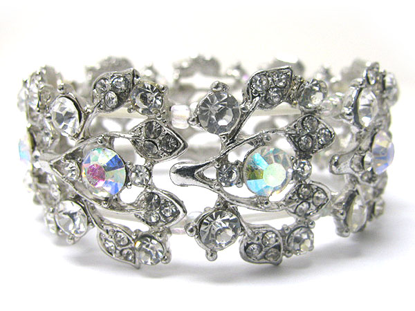 Crystal stud flower theme stretch bracelet