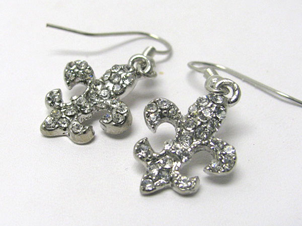 Crystal stud fleur de lis earring