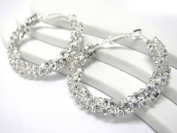 50 mm crystal stud rough face hoop earring? - hoops