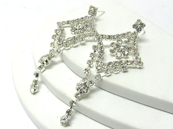 Rhinestone long drop earring