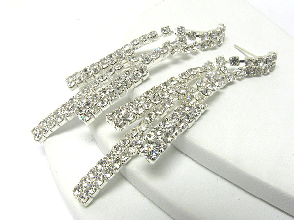 Rhinestone triple bar drop earring