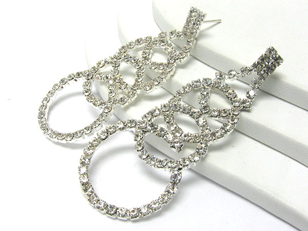 Rhinestone triple hoop drop earring - hoops