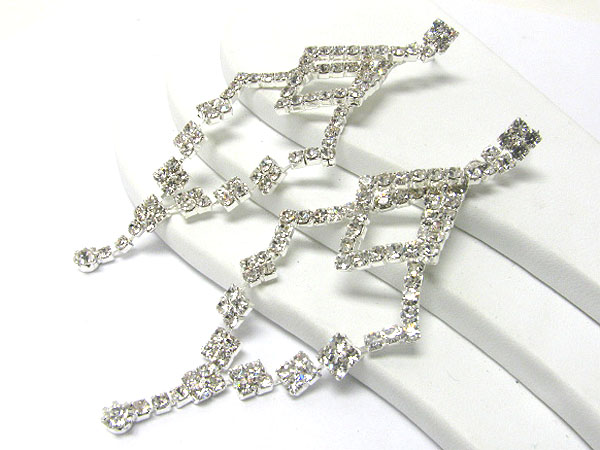 Rhinestone long drop earring