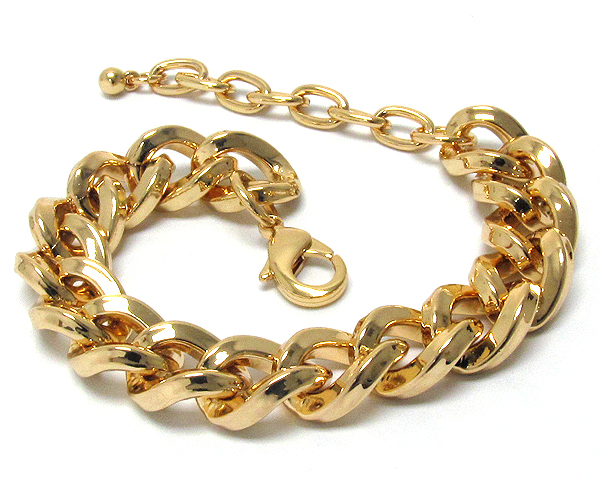 Massive style sharp edge luxury gold metal chain link bracelet - wear resistant electro plating