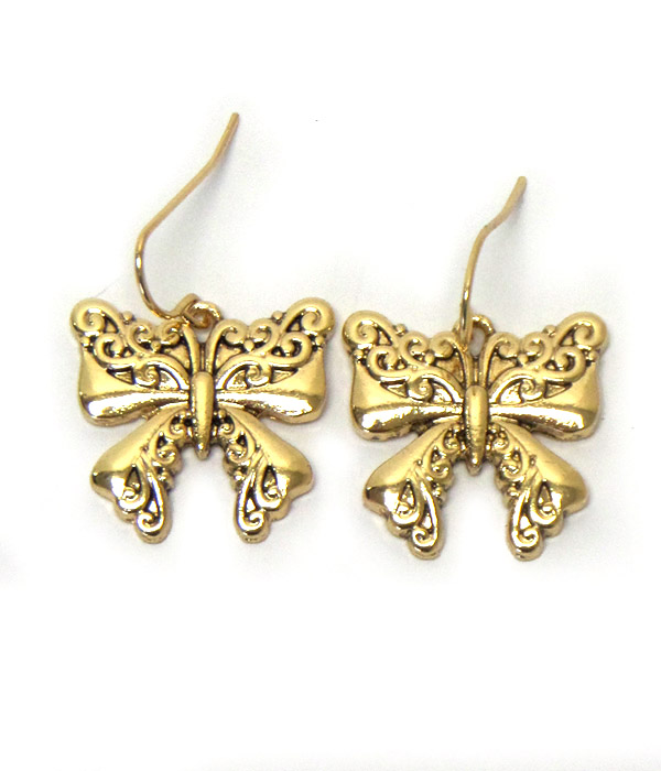 Metal filigree butterfly earring