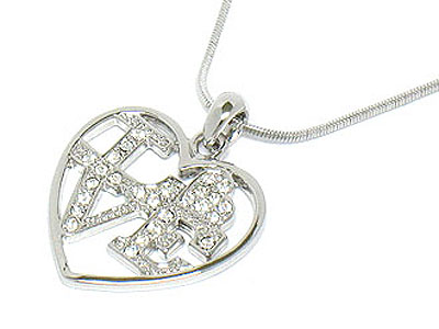 Made in korea whitegold plating crystal i love you theme heart necklace