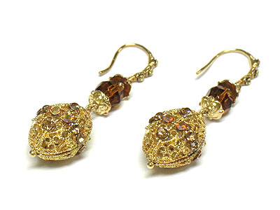 Boutique quality crystal deco metal filigree ball drop earring