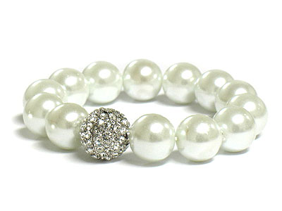 Sim pearl and multi crystal ball stretch bracelet