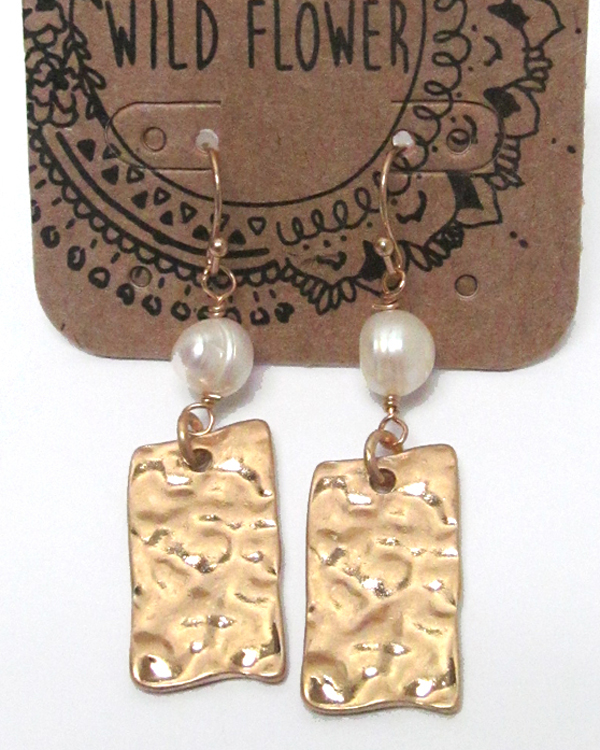 Textured metal with pearl drop earrings