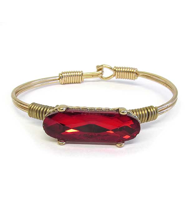 Facet glass stone wire bangle bracelet