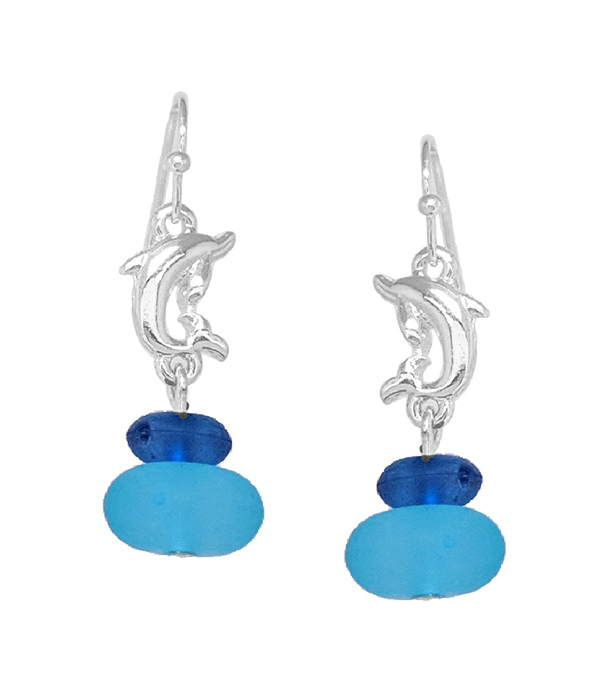 Sealife theme seaglass earring - dolphin