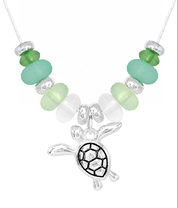 Sealife theme seaglass necklace - turtle