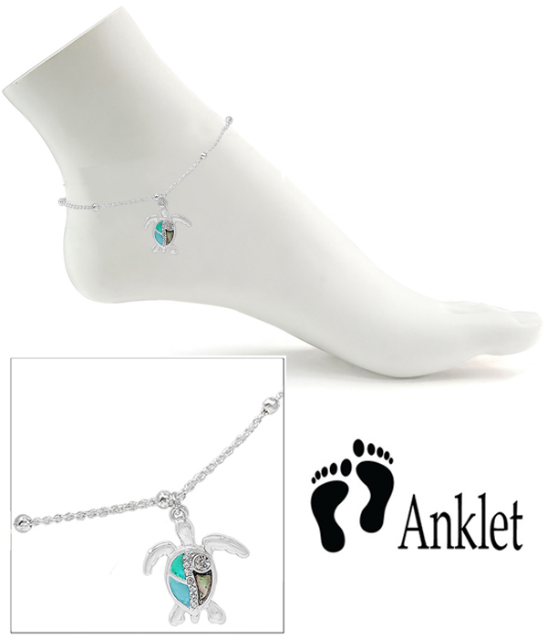 Sealife theme epoxy anklet - turtle