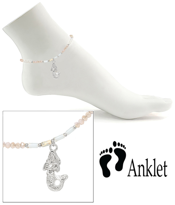 Sealife theme multi bead anklet - mermaid