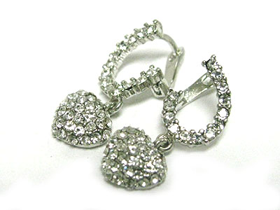 Crystal puffy heart drop earring