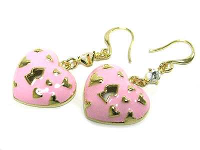 Tutti frutti epoxy metal heart lock drop earring