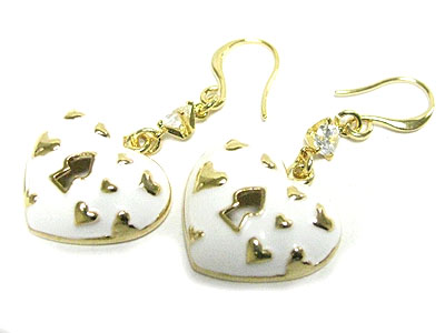 Tutti frutti epoxy metal heart lock drop earring