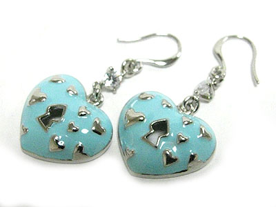 Tutti frutti epoxy metal heart lock drop earring