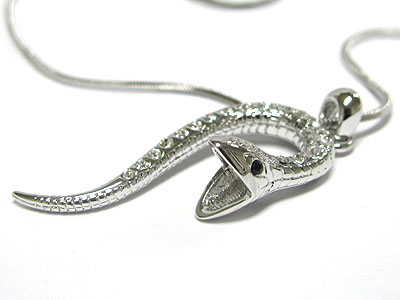 Made in korea whitegold plating crystal snake pendant necklace