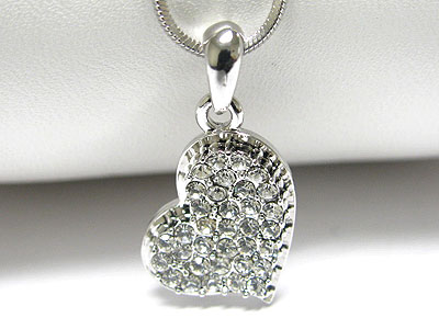 Made in korea whitegold plating crystal heart pendant necklace