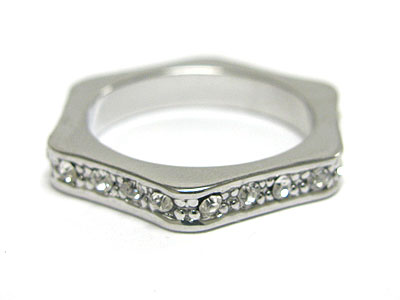 Crystal stud simple hexagon shape ring