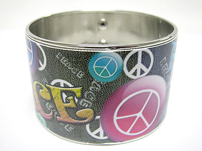 Peace tattoo picture metal tall bangle 