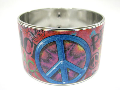 Peace tattoo picture metal tall bangle 