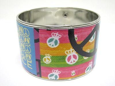 Peace tattoo picture metal tall bangle 