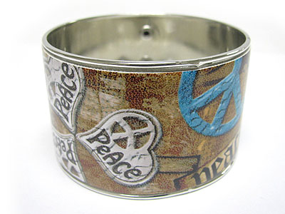 Peace tattoo picture metal tall bangle 