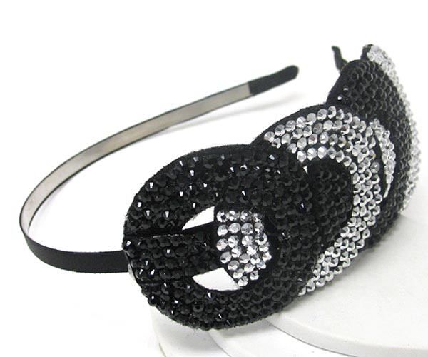 Crystal stud multi fabric ring link headband