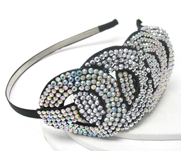 Crystal stud multi fabric ring link headband