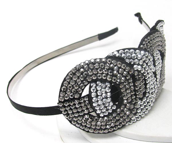 Crystal stud multi fabric ring link headband