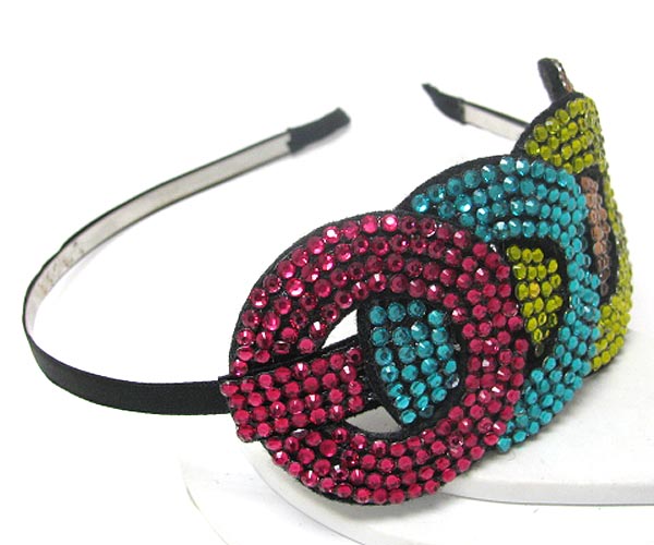 Crystal stud multi fabric ring link headband