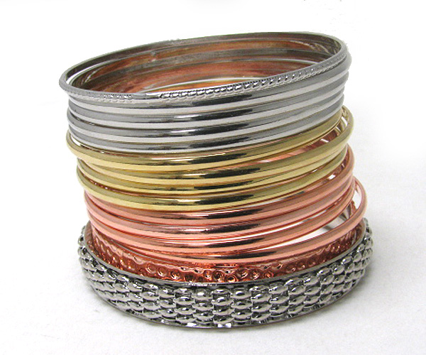 Multi plain metal bangle bracelet set