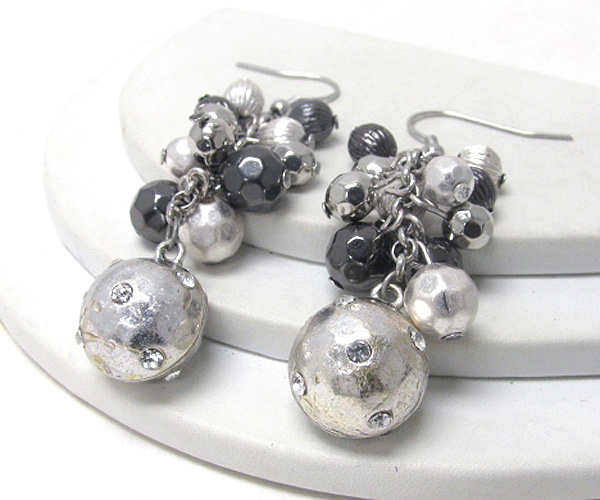 Crystal deco multi metal ball drop earring