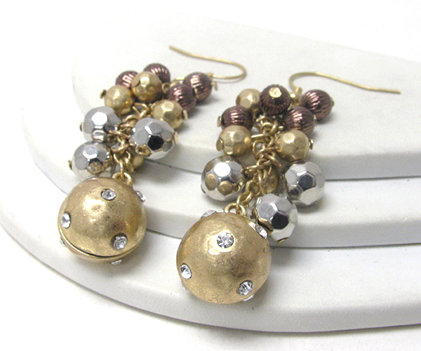 Crystal deco multi metal ball drop earring