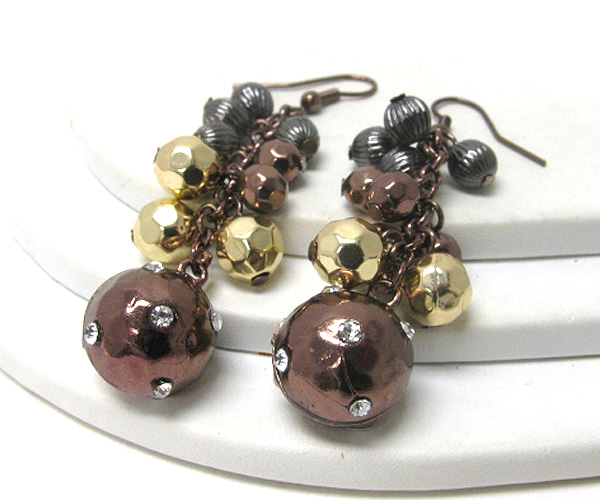 Crystal deco multi metal ball drop earring