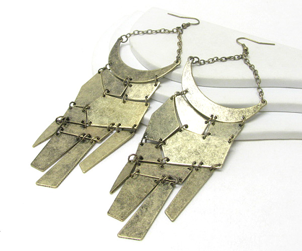 Achitectural metal disk link drop earring