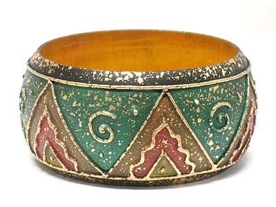 Abstract pattern hand painted wood bangle