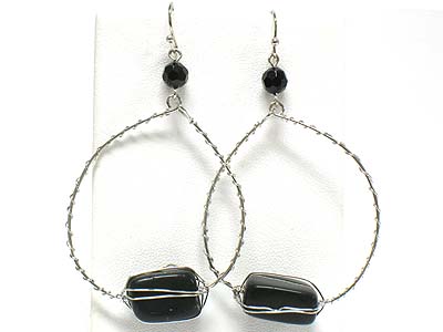 Natural stone wired drop earring