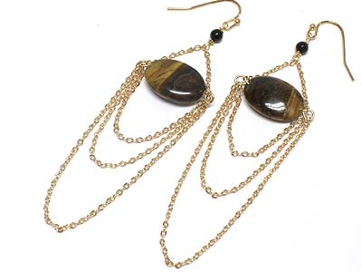 Triple layered dangles and natural stone drop earring 