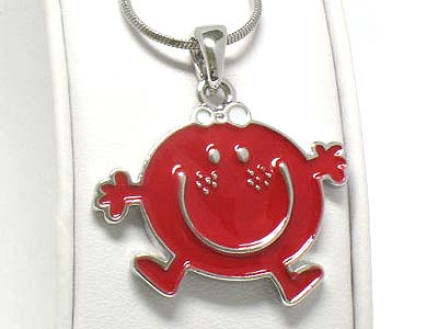 Made in korea whitegold plating enamel cover cartoon character mr happy pendant necklace